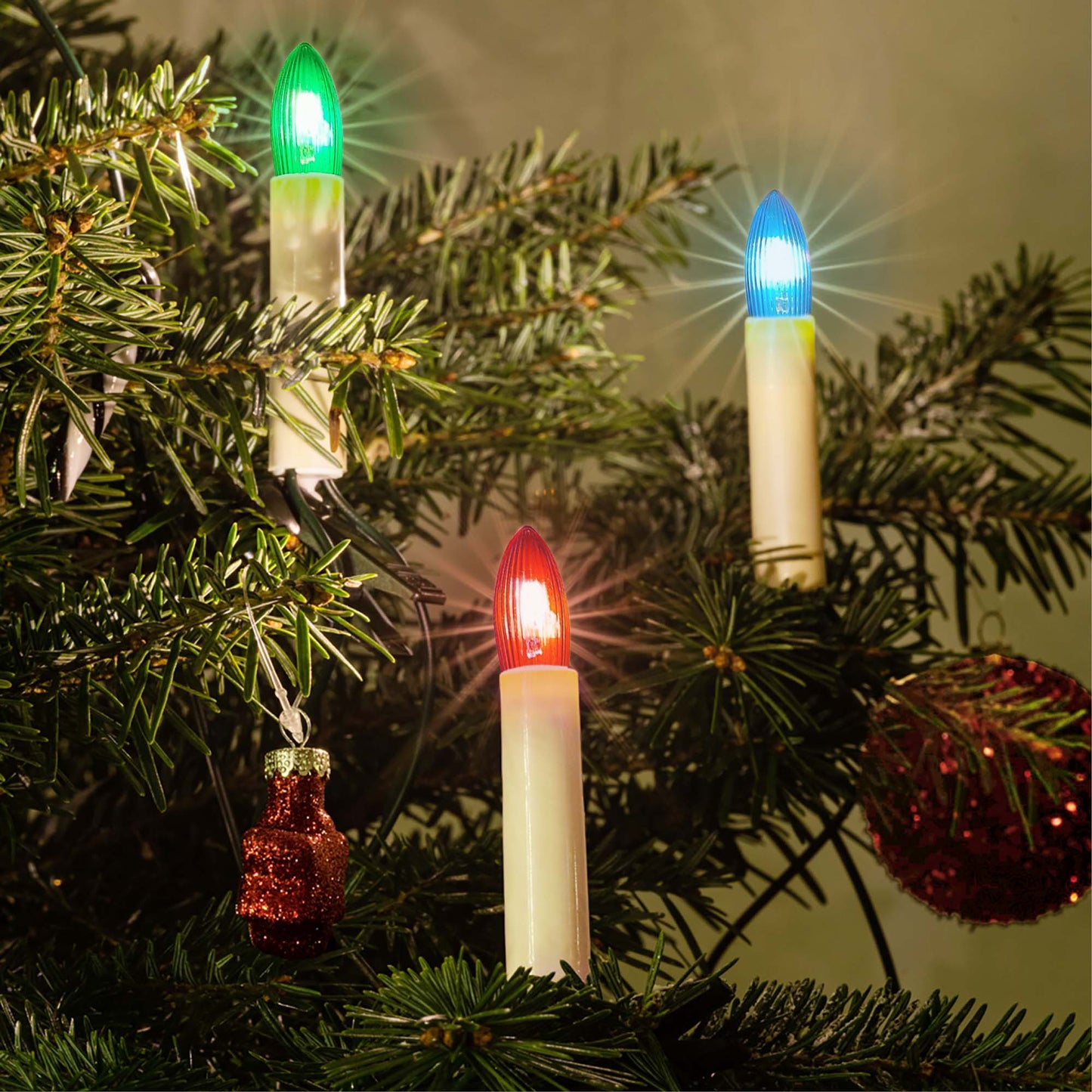 Ersatzkerzen Lichterkette 23V 3W für Lichterketten & Schwibbogen, 3 Stk Riffelkerzen E10 für 10 Brennstellen innen 918731