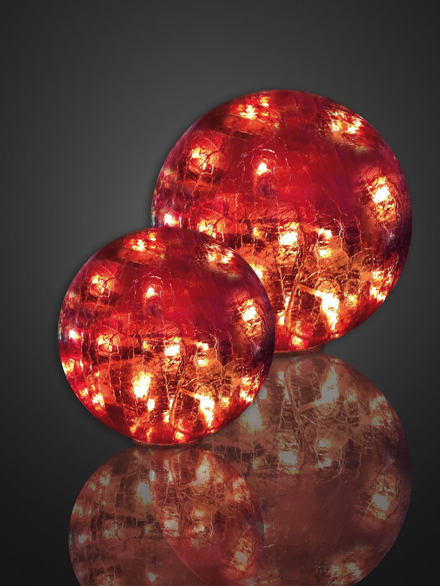 LED-Dekokugel Rissoptik, 24 LEDs rot, 25 cm DIA, Außen-Transformator