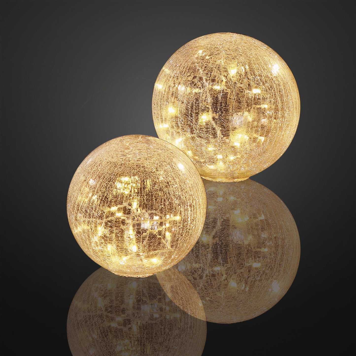 LED-Dekokugel Rissoptik, transparent, 24 warm-weiße LEDs, 25 cm Ø, Außen-Transformator