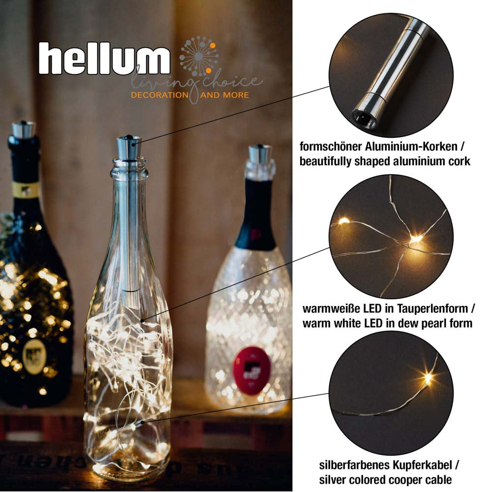 Set mit 20-/30-/40-tlg.LED-Flaschen-Lichterkette, warm-weiß, batteriebetrieben