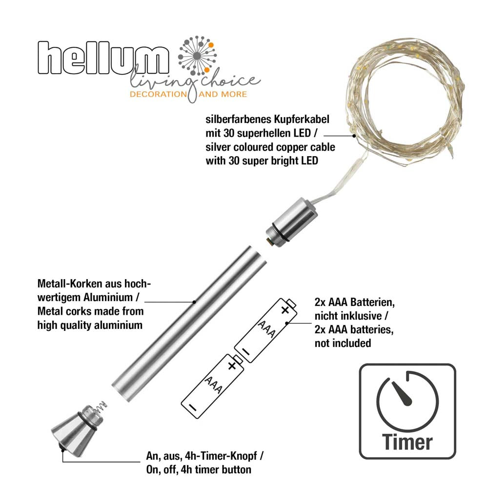 2-tlg. Set mit 30-tlg. LED-Flaschen-Lichterkette, warm-weiß, batteriebetrieben 523683 x2