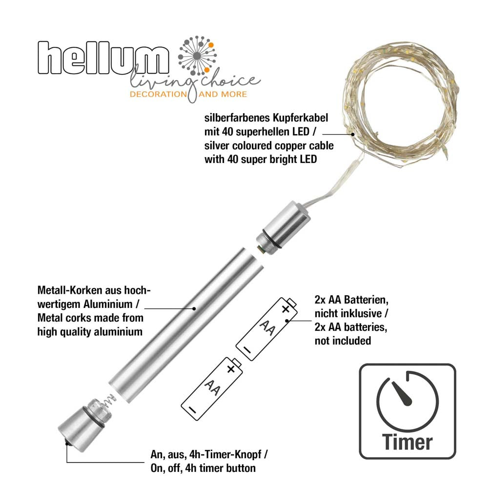 2-tlg. Set mit 40-tlg. LED-Flaschen-Lichterkette, warm-weiß, batteriebetrieben 522839 x2