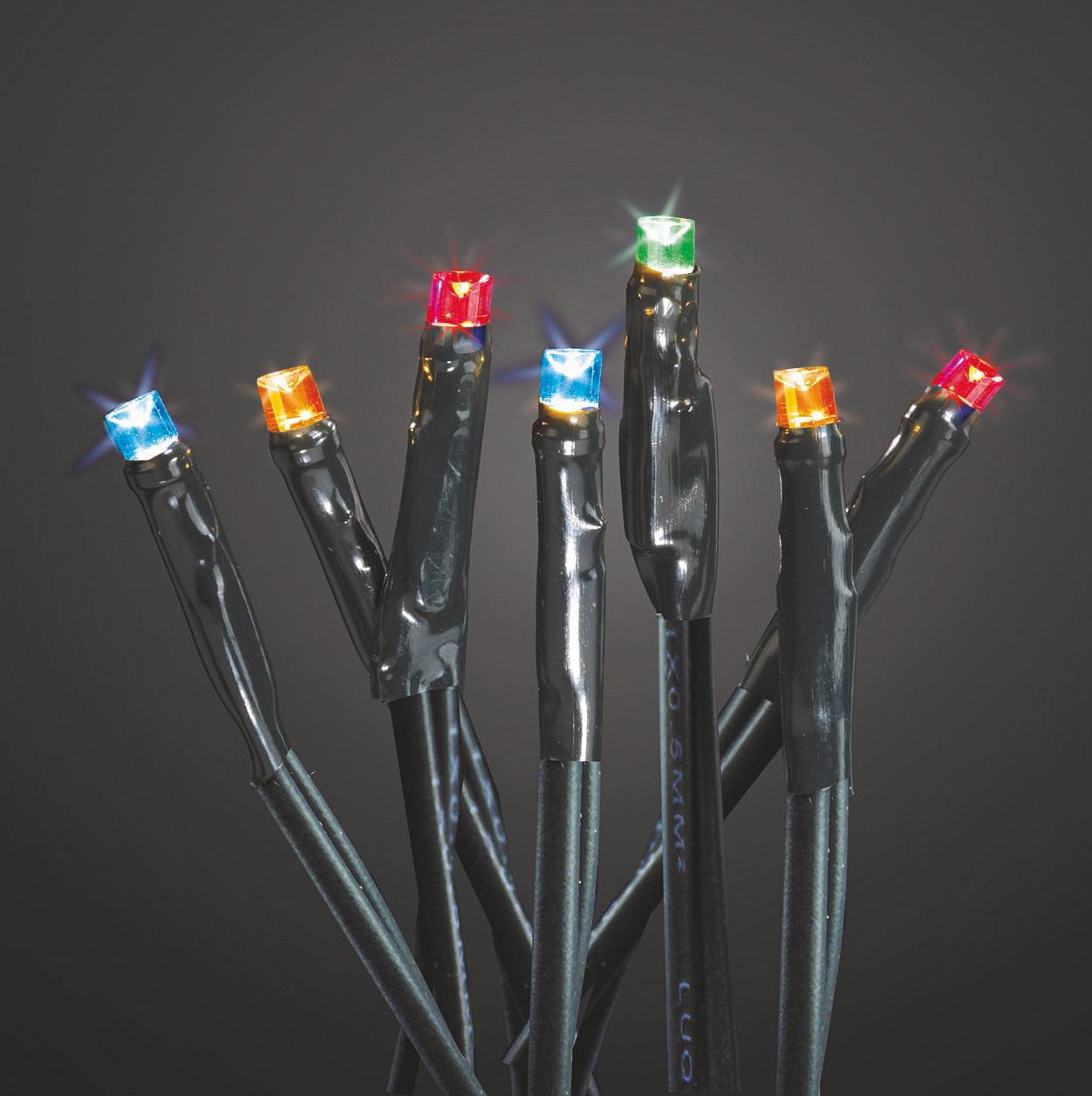 20-tlg. LED-Lichterkette, bunt, grünes-Kabel, Euro-Stecker, 151008