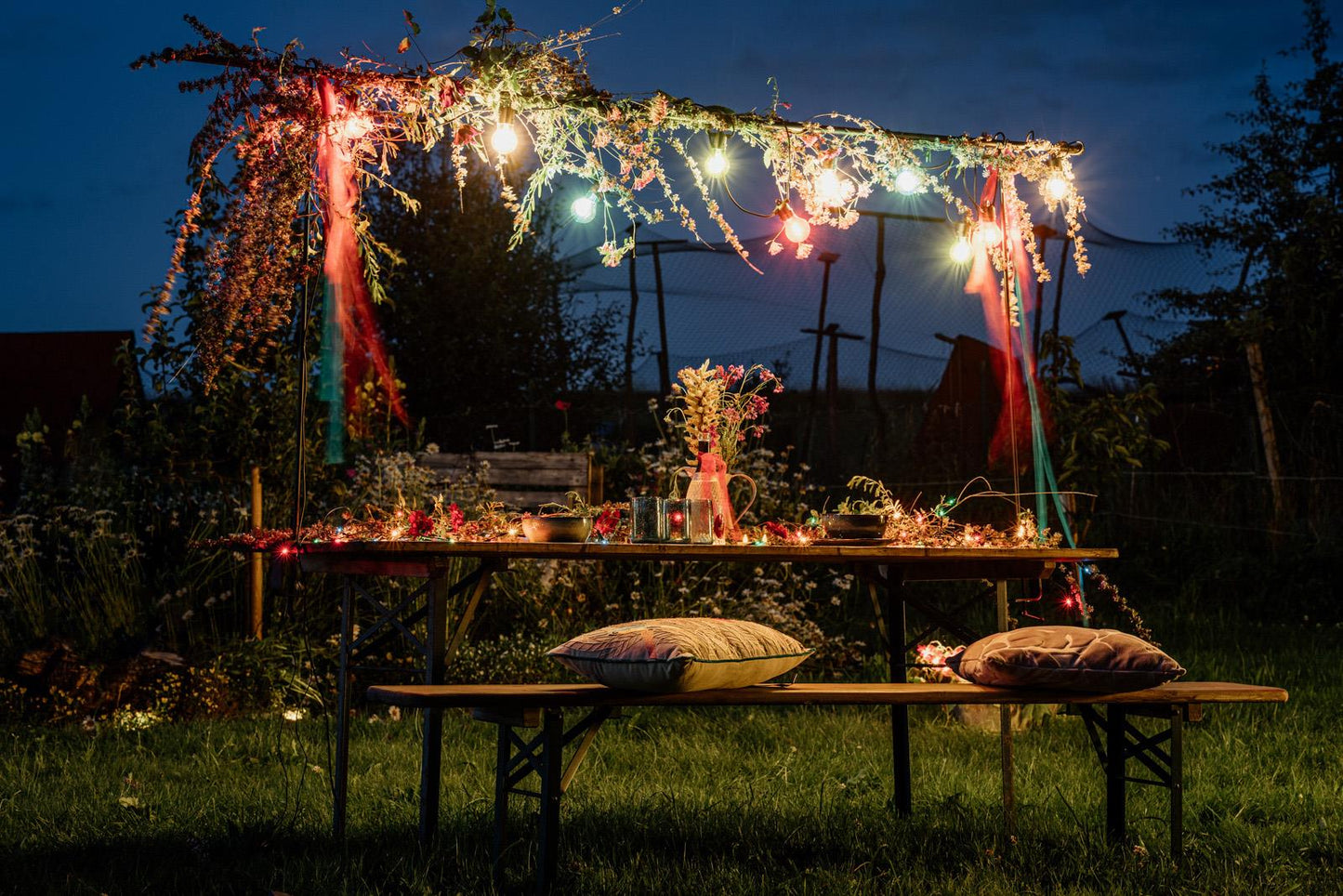 LED-Lichterkette, 50 LEDs, umschaltbar von ww auf Multicolor, batteriebetrieben