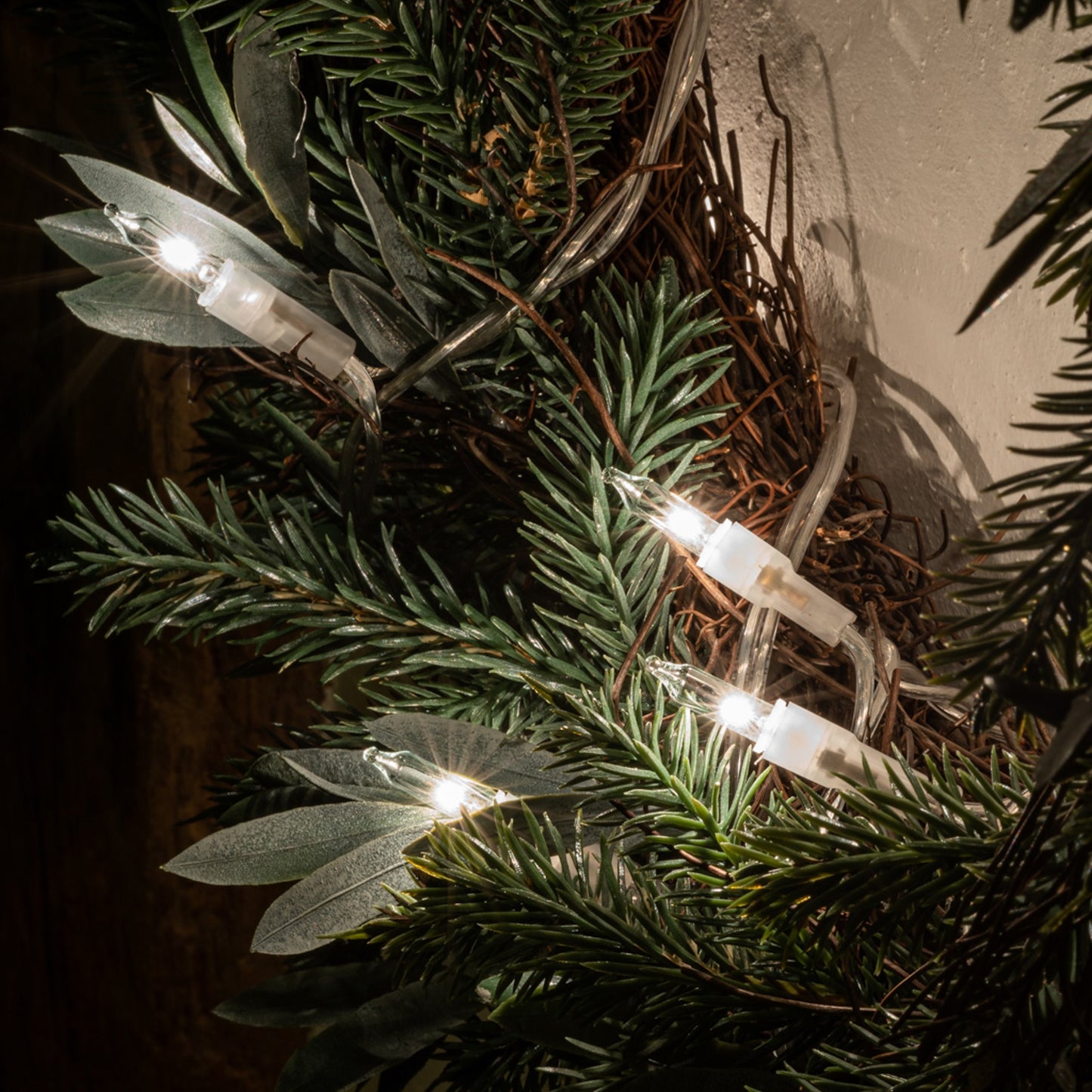 50-tlg. LED-Lichterkette, warm-weiß, transparentes Kabel, USB -Anschluss