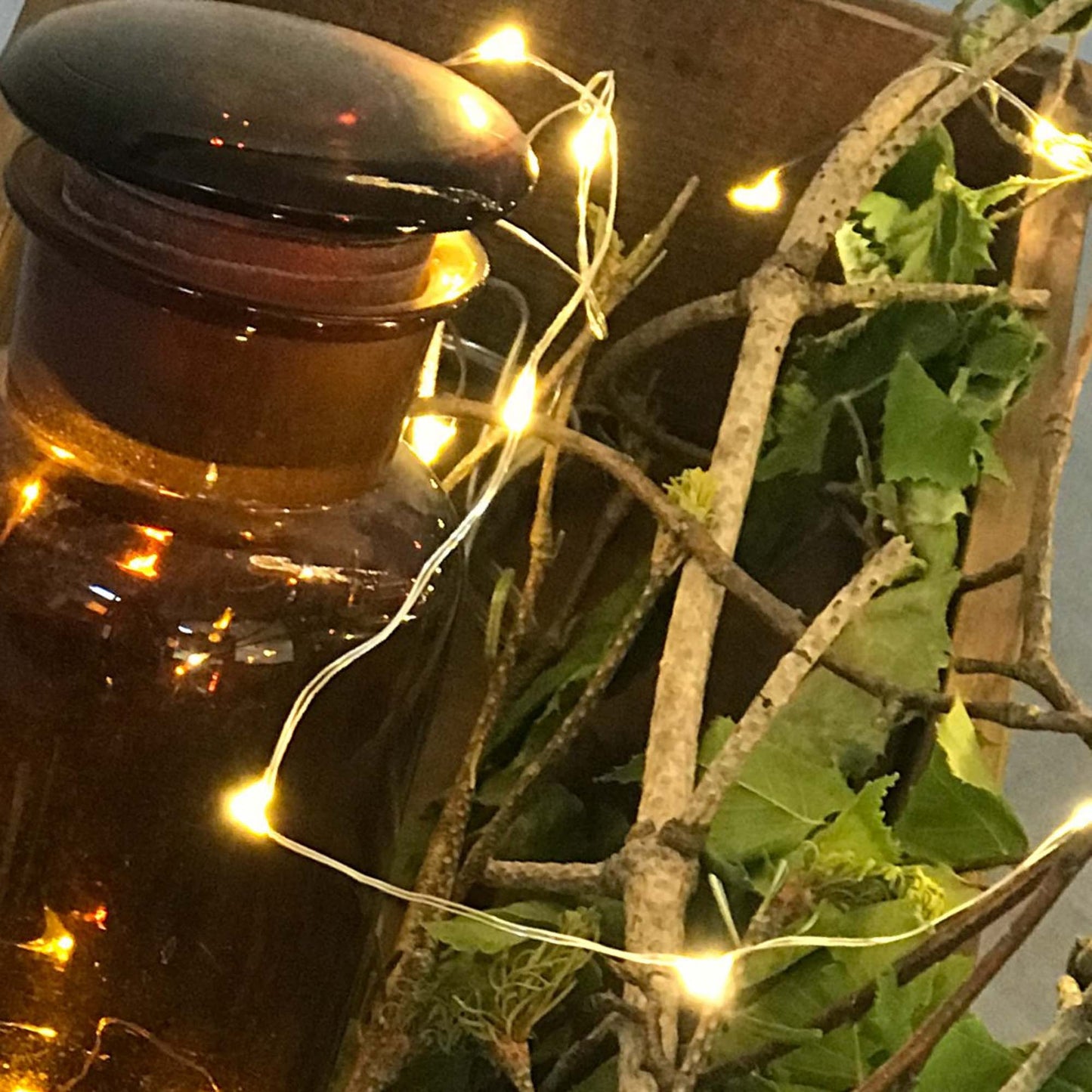 LED-Dekolichterkette mit Kupferkabel, 20 LEDs ww, batteriebetrieben