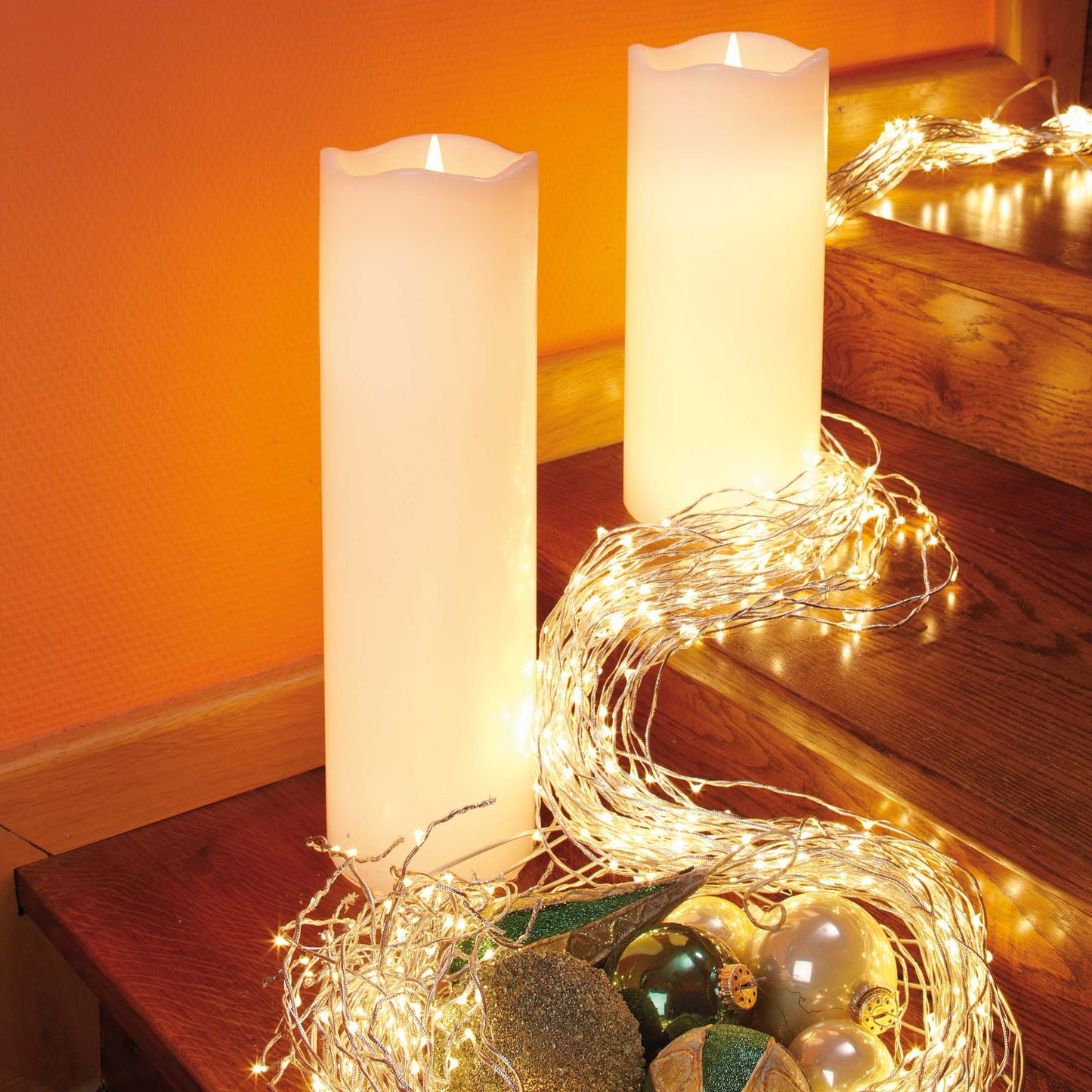 720-tlg. LED-Girlande,warm-weiß, 36 Stränge, gedreht mit silbernem Seil, Außen-Trafo