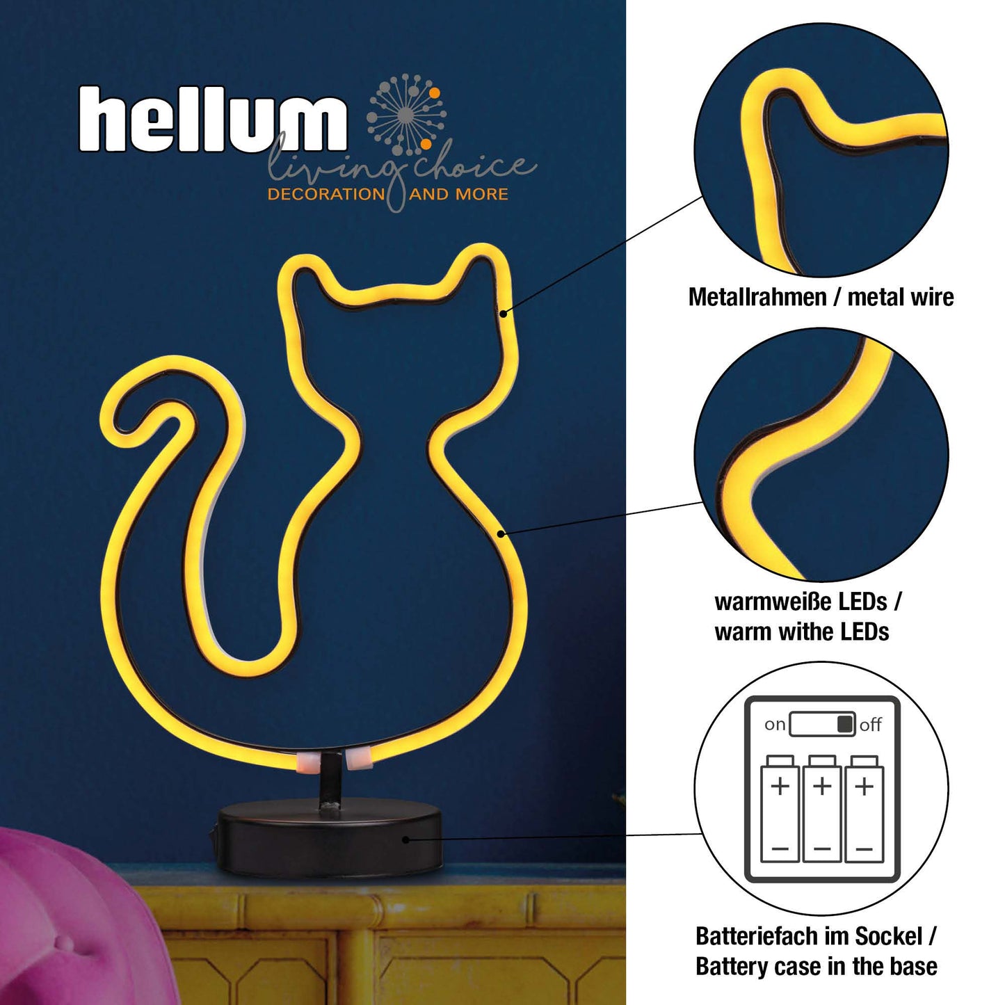 LED-Katze, orange, Höhe: 30 cm, batteriebetrieben