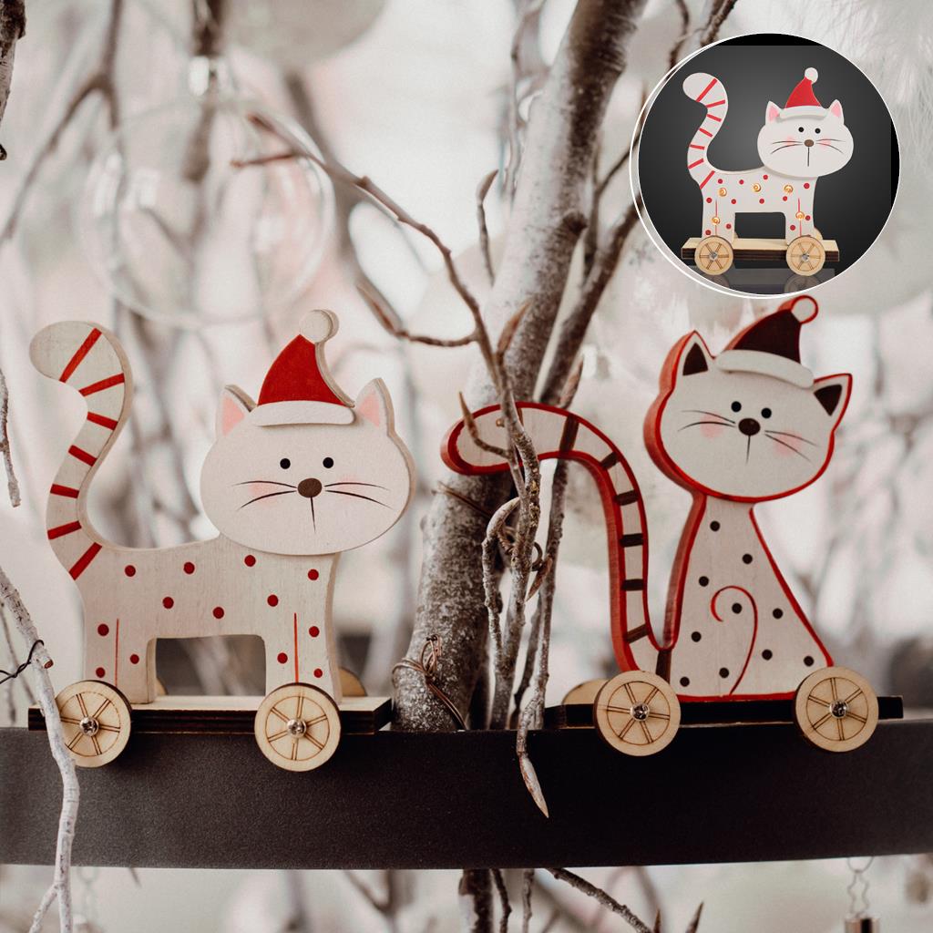 LED-Holz-Katze stehend, 5 LEDS ww, inkl. Batterien