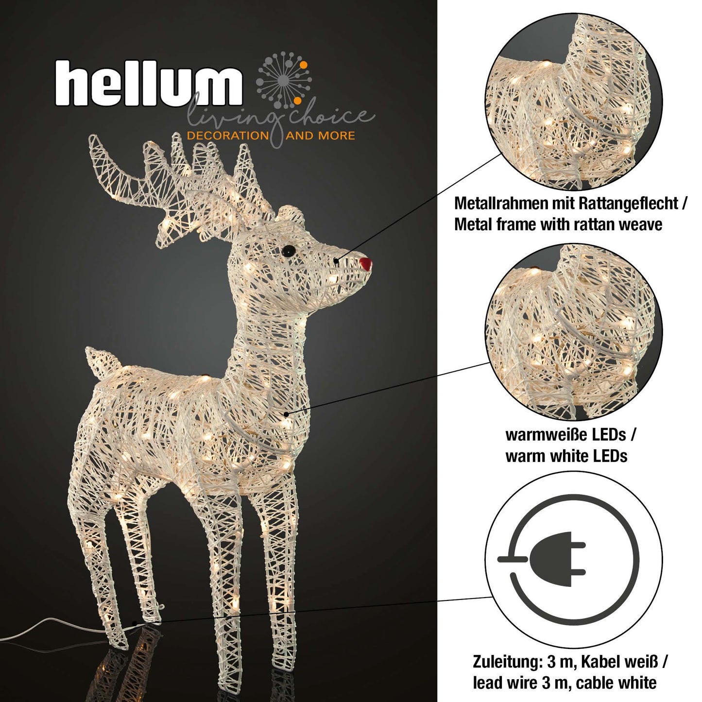 LED-Lichterkette, 400 LEDs ww, optionaler Timer, Außen-Transformator