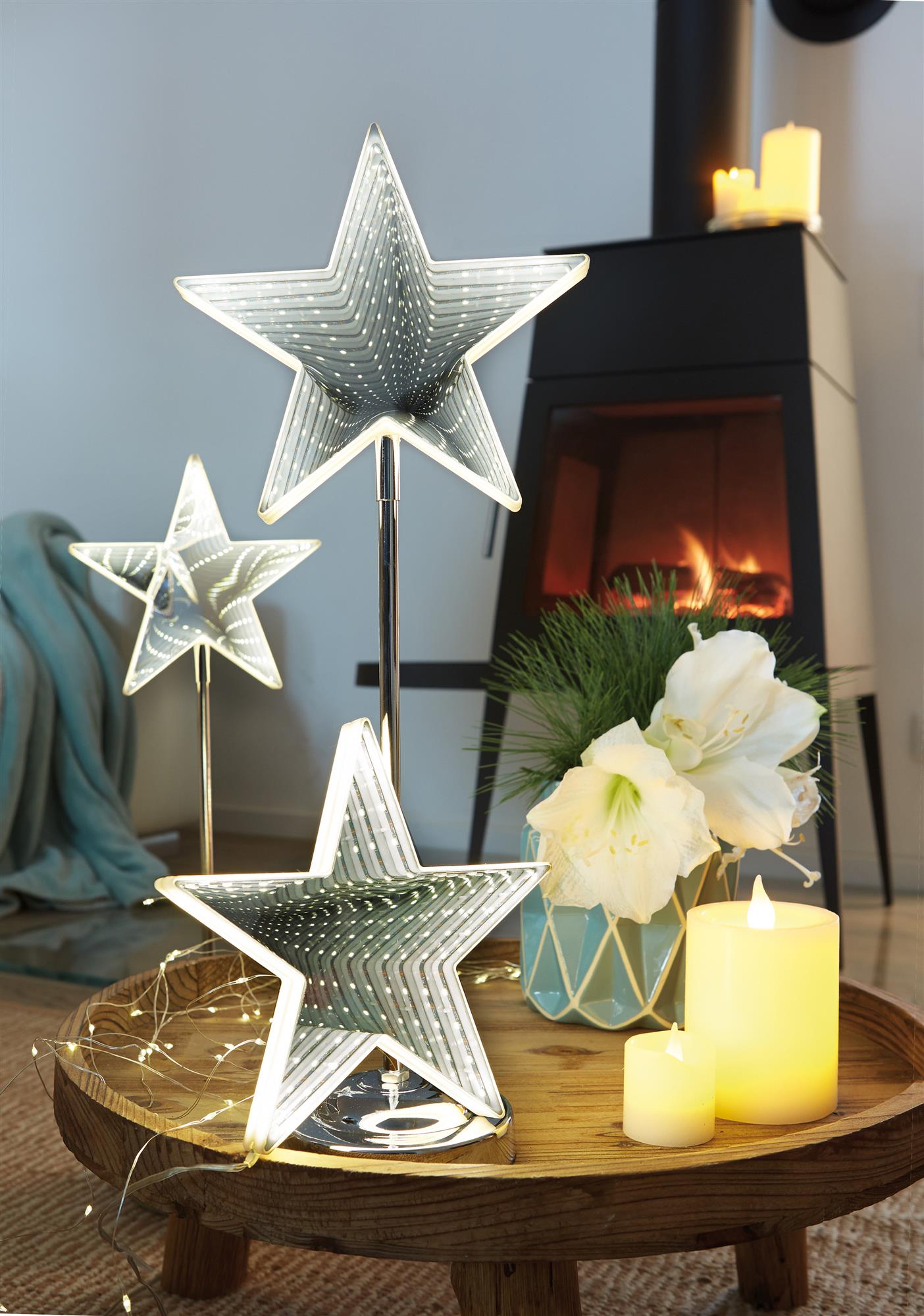 LED-3D Infinity-Stern, zum Hängen und Stellen, DIA 29,5cm, mit Timer,batteriebetrieben