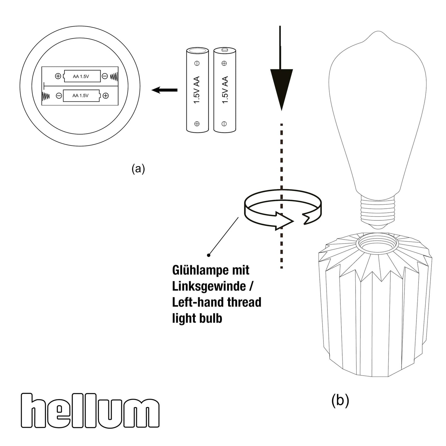 Tisch-Lampe "Zahnrad" mit Zement-Sockel, LED-Filament-Lampe, 6h Timer, batteriebetrieben