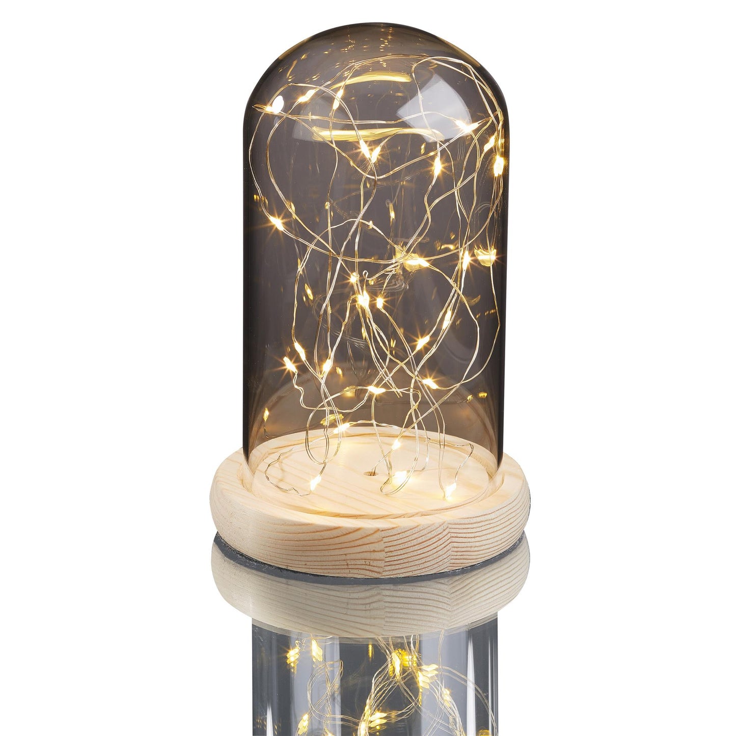 LED-Glas-Glocke (abnehmbar für eigene Dekorationsideen), mit 6h Timer, batteriebetrieben