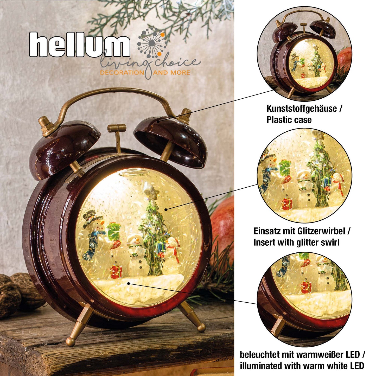 LED-Wasser-Laterne "Wecker" , 1 LED ww, mit 6 h Timer, batteriebetrieben