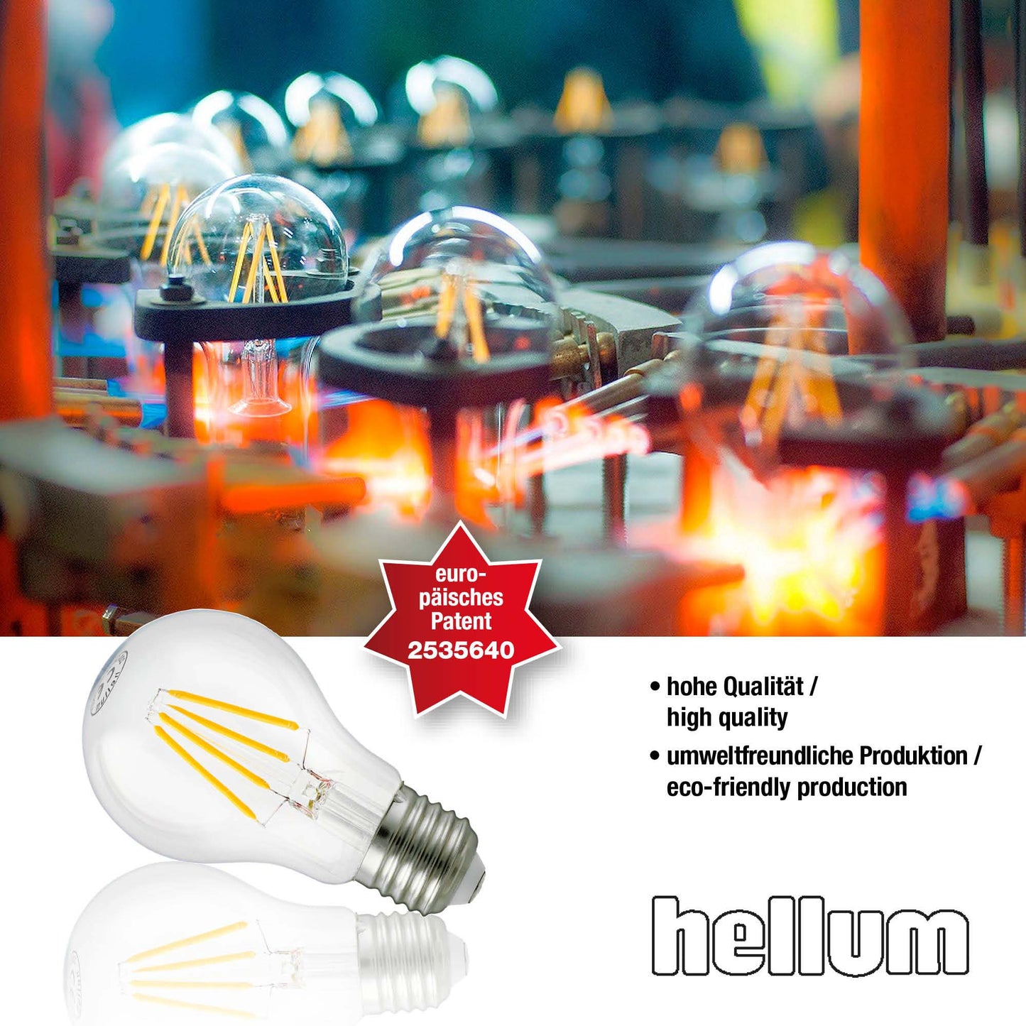LED-Filament-Lampe A60, E27, 4,2W, Glas klar, 470 lm, dimmbar