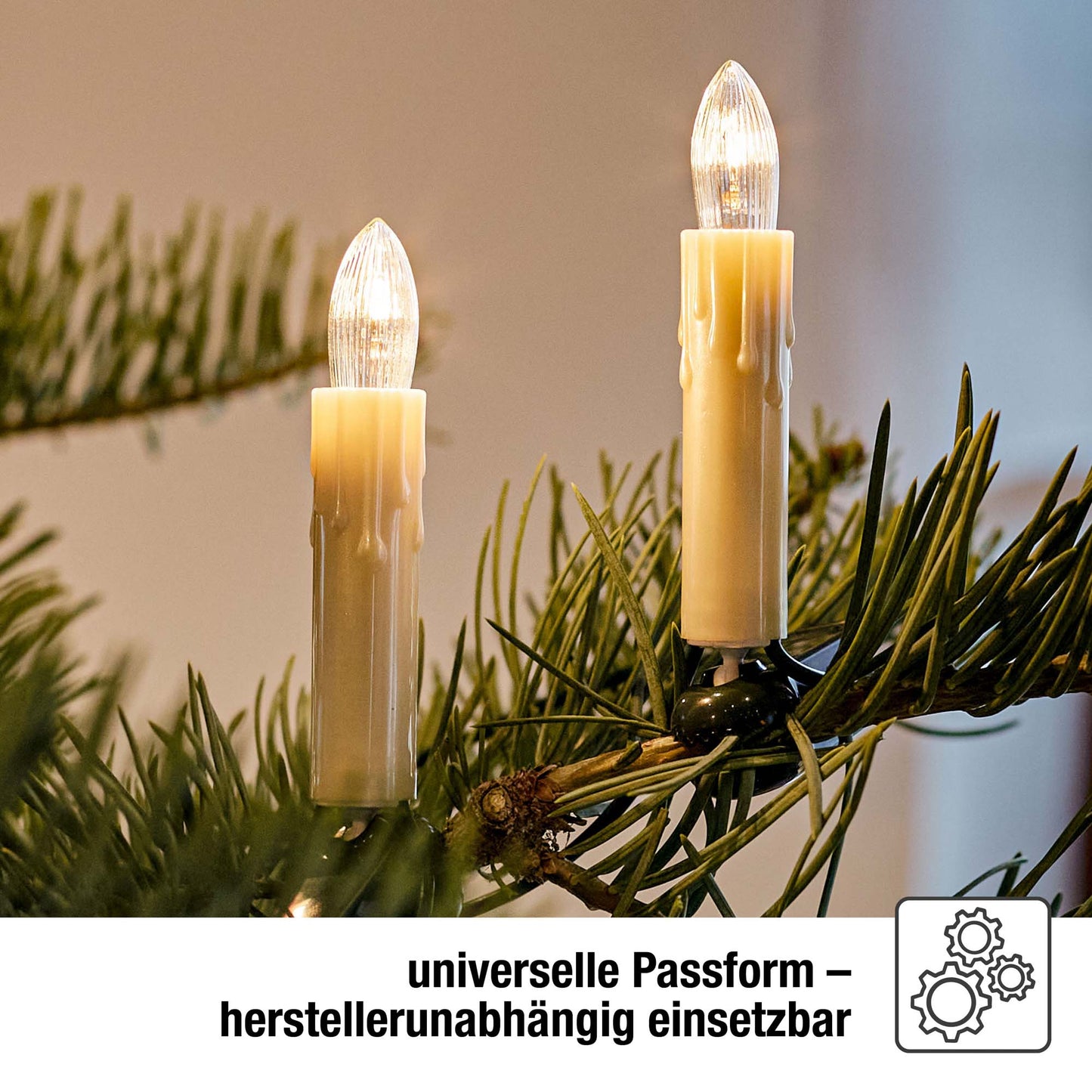 Ersatzkerzen Lichterkette 12V 3W für Lichterketten & Schwibbogen, 25 Stk Riffelkerzen E10 für 20 Brennstellen innen 912111