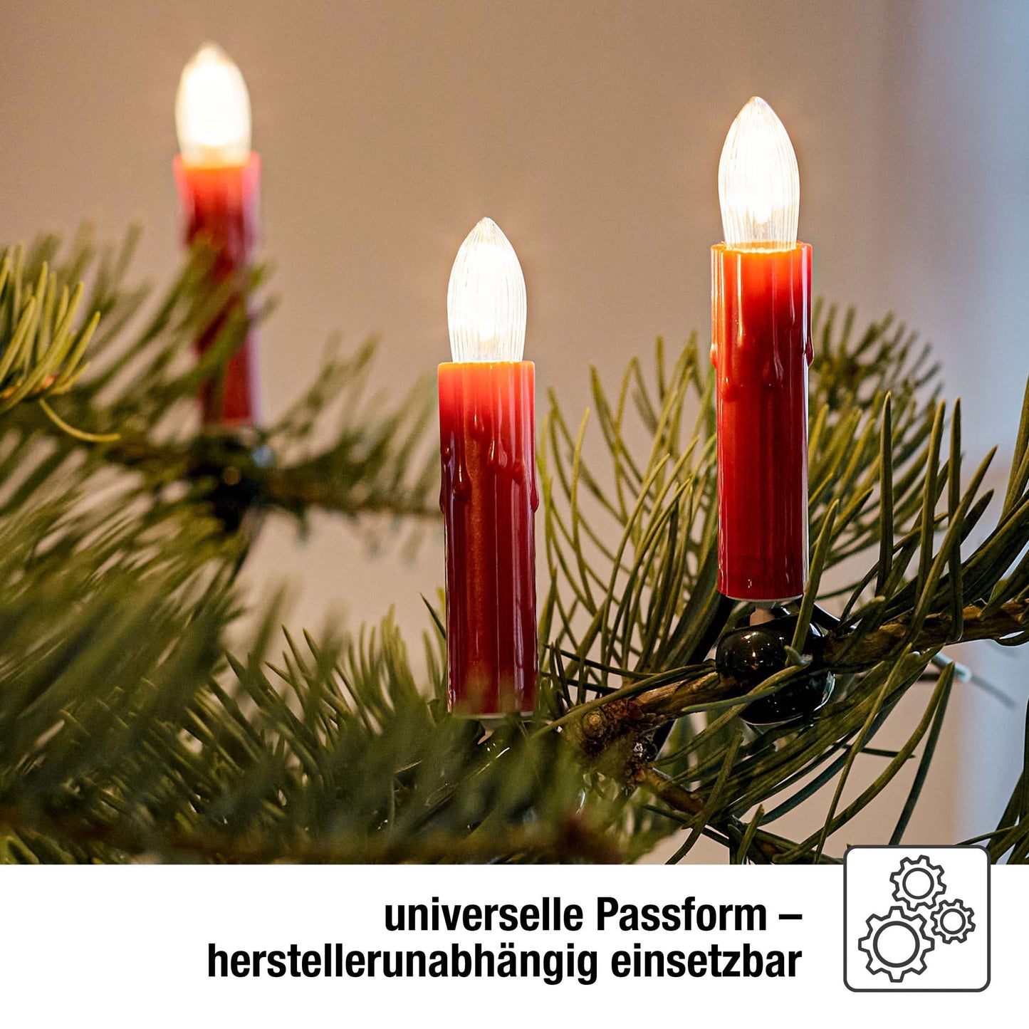 Ersatzkerzen Lichterkette LED 8-55V 0,1-0,3W für Lichterketten & Schwibbogen, 3 Stk Riffelkerzen E10 für 4-30 Brennstellen innen 913132