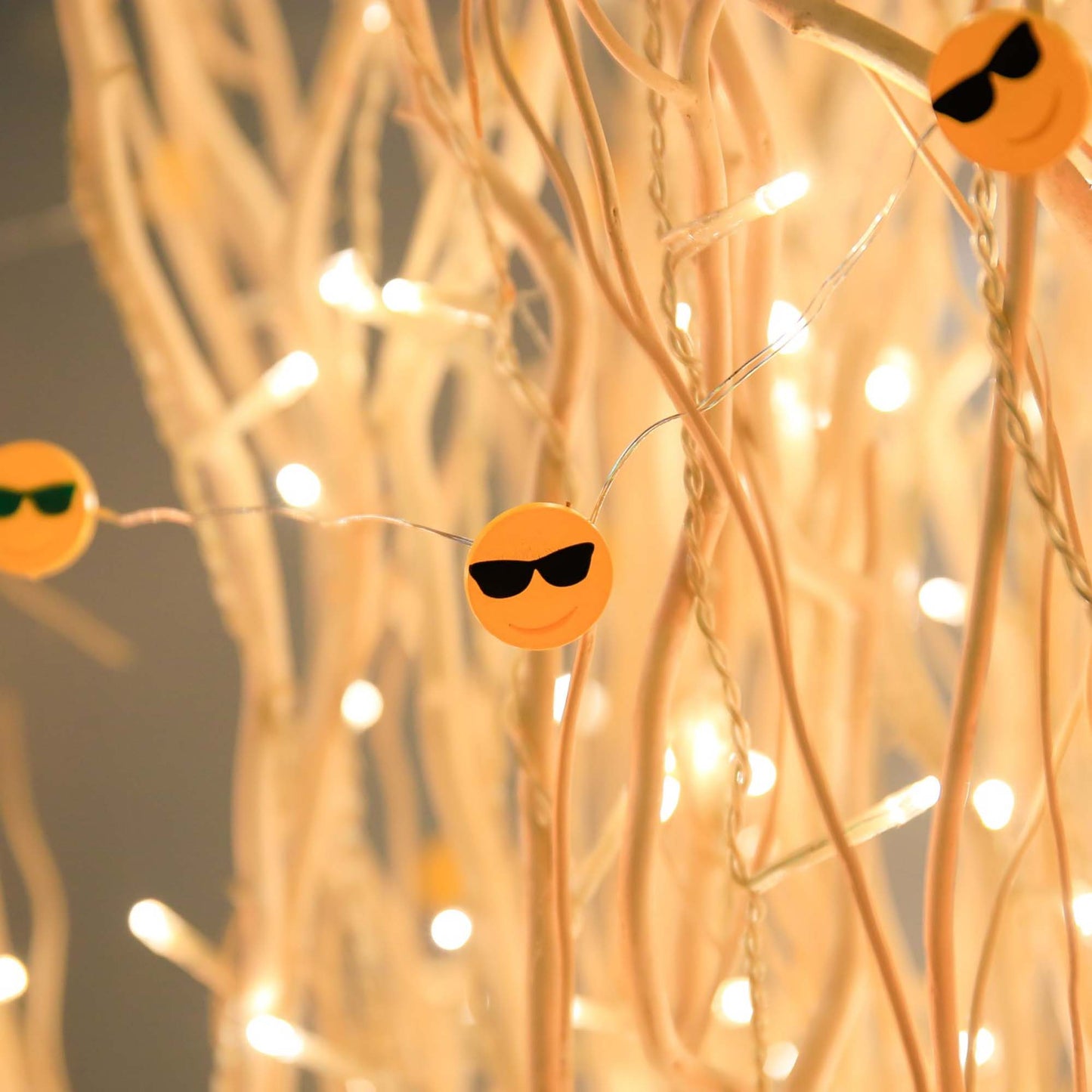 LED-Lichterkette mit Tauperlen und "Cool" Emoticon, 10 LEDs,  batteriebetrieben