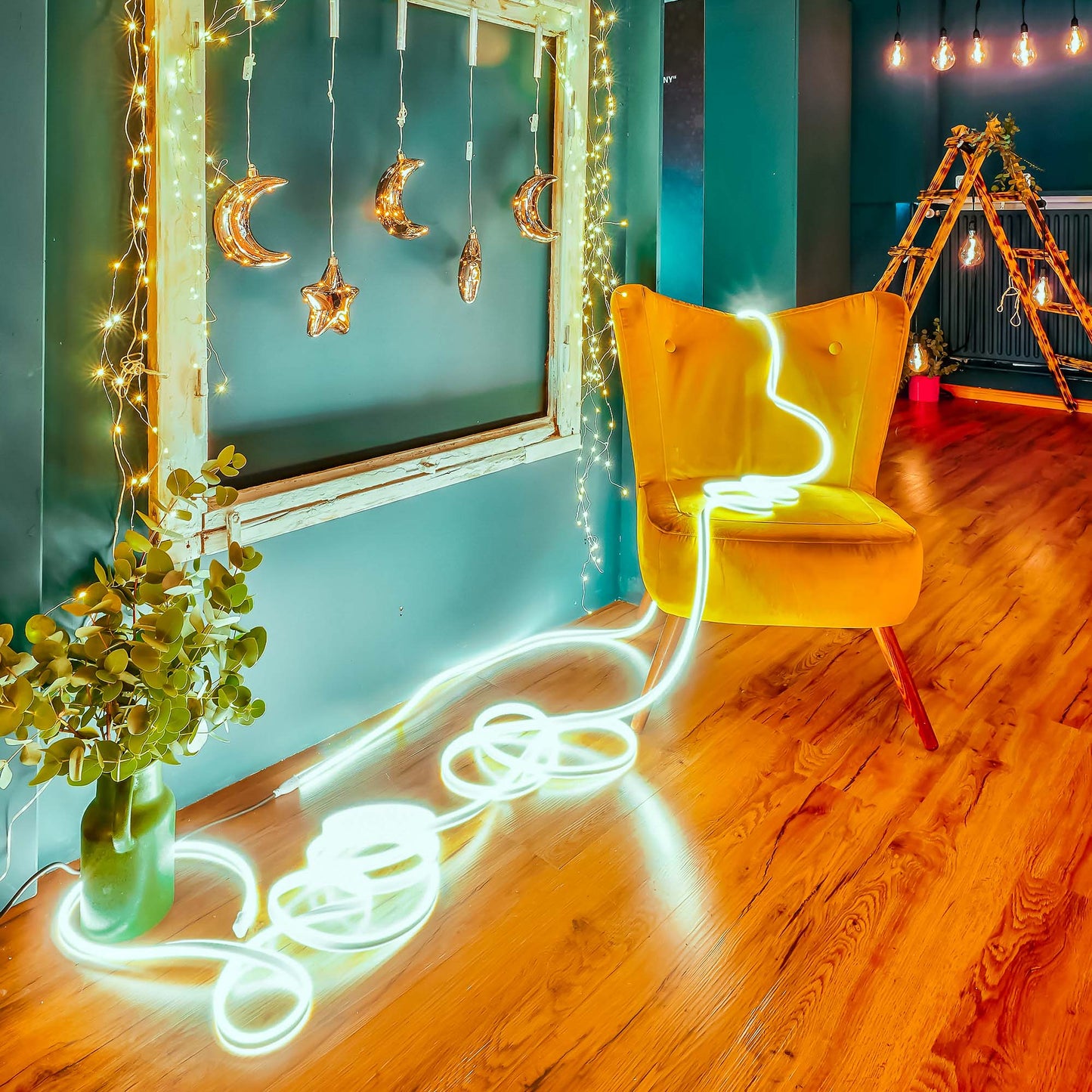 LED-Cluster-Lichterkette “Tauperlen“, 420 LEDs ww, mit optionalem Timer, Außen-Trafo