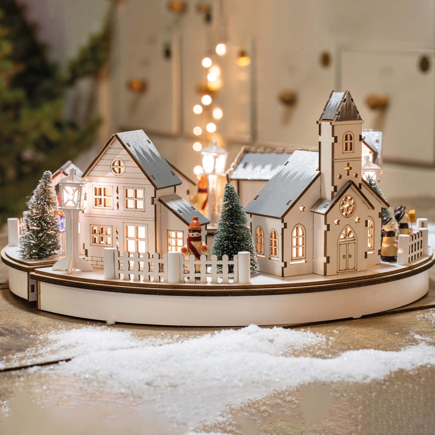 Weihnachtsdorf mit Beleuchtung, batteriebetrieben mit Timer, Weihnachtsdeko 150087