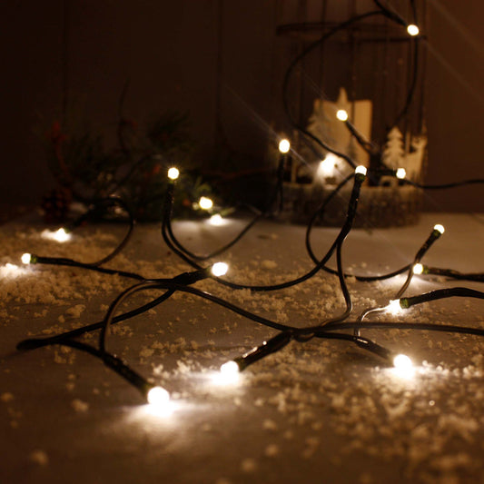 50-tlg. LED-Lichterkette für innen, warm-weiß, grünes-Kabel, Euro-Stecker