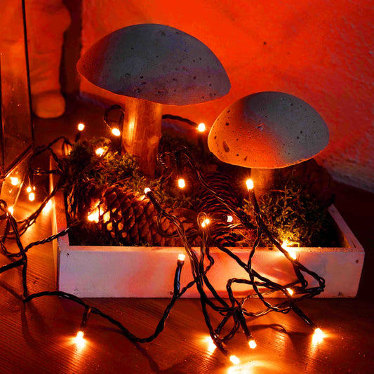 Hellum LED Lichterkette, 40 LEDs, mandarinfarben, mit Timer, beleuchtet 3,90m, 150025