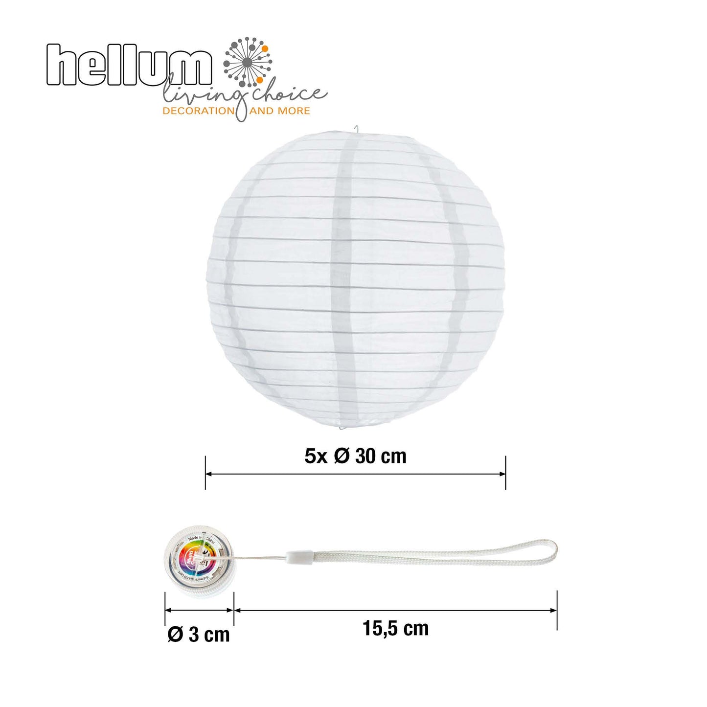 Lampions außen bunt 5er Set mit Batterie und Fernbedienung 5x Ø30cm 150384