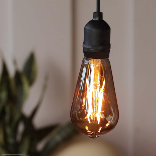 LED-Filament Vintage-Lampe,Ø6,4 * 13,8 cm,  goldfarben, mit Fernbedienung und Timer, batteriebetrieben