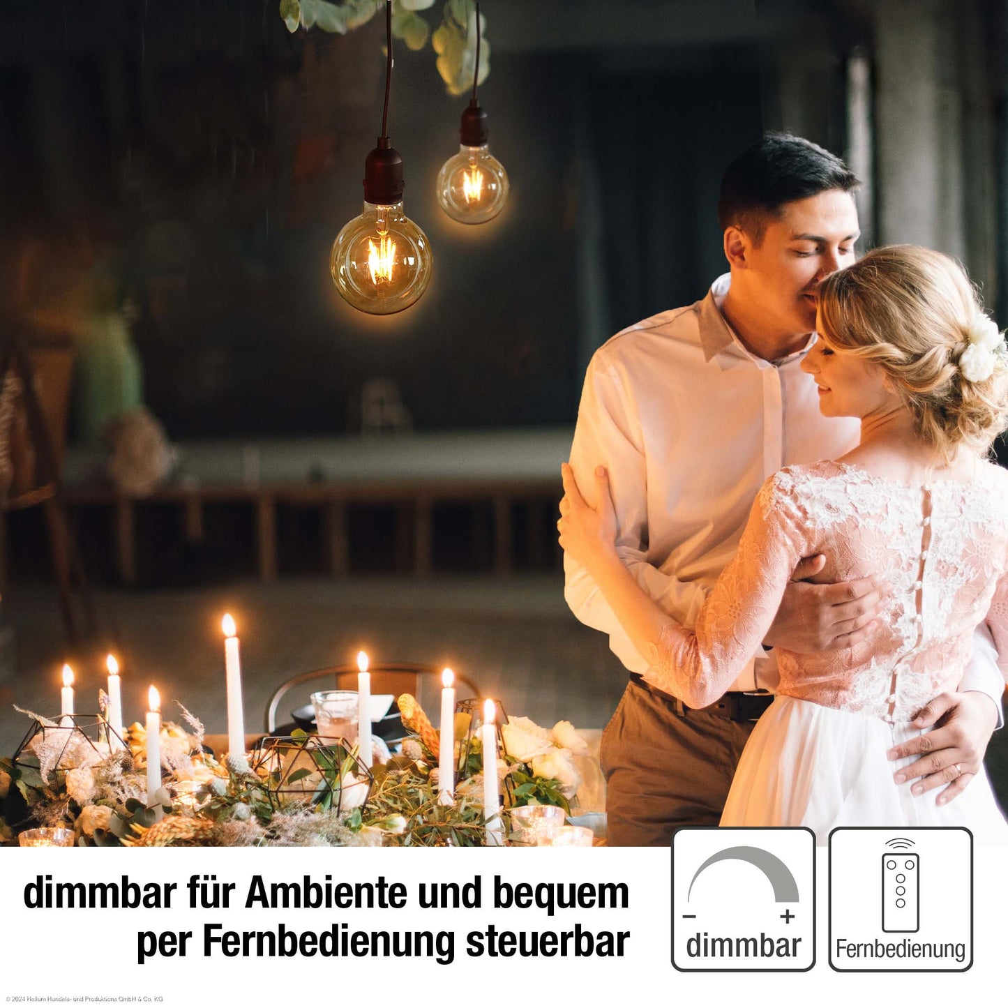 2er Set LED-Filament Vintage-Lampe,Ø9,5 * 13,7 cm,  goldfarben, mit Fernbedienung und Timer, batteriebetrieben_2er Set aus 150414