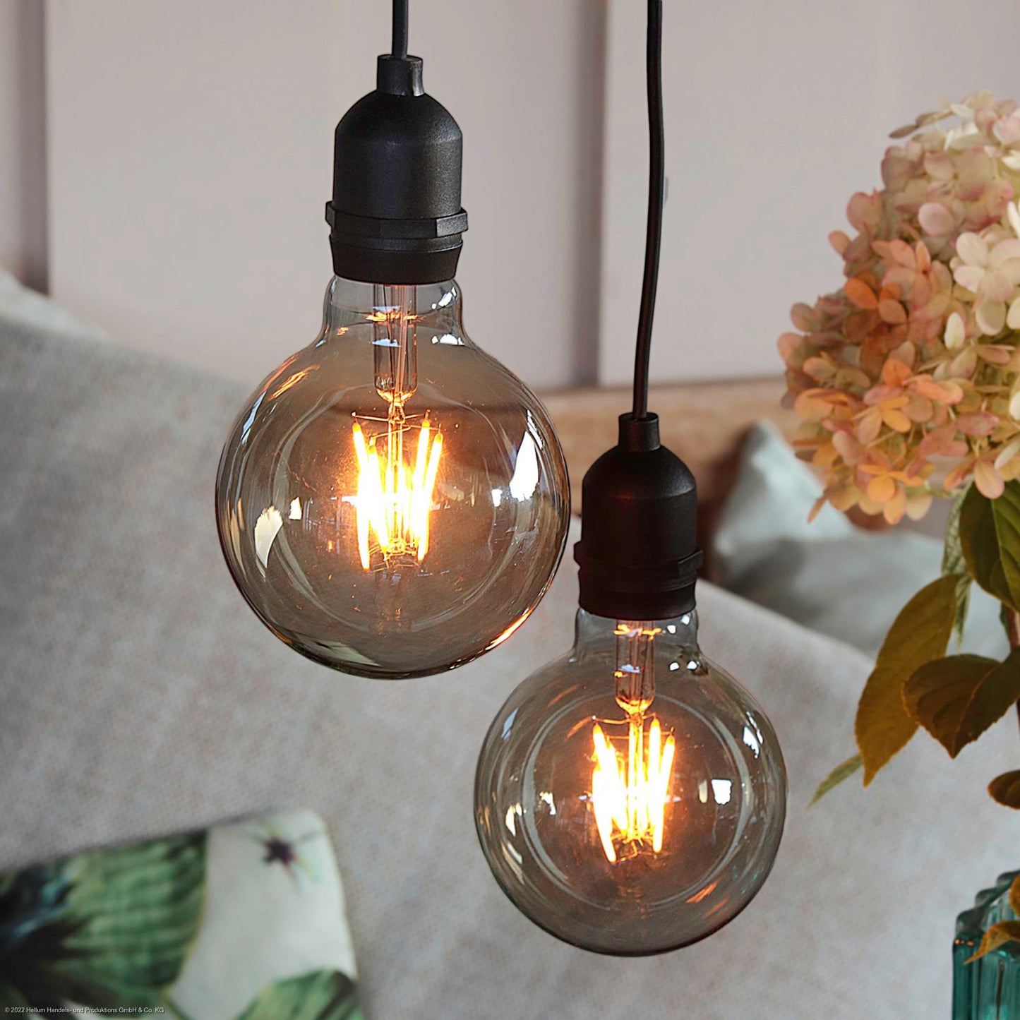 2er Set LED-Filament Vintage-Lampe,Ø9,5 * 13,7 cm,  goldfarben, mit Fernbedienung und Timer, batteriebetrieben_2er Set aus 150414
