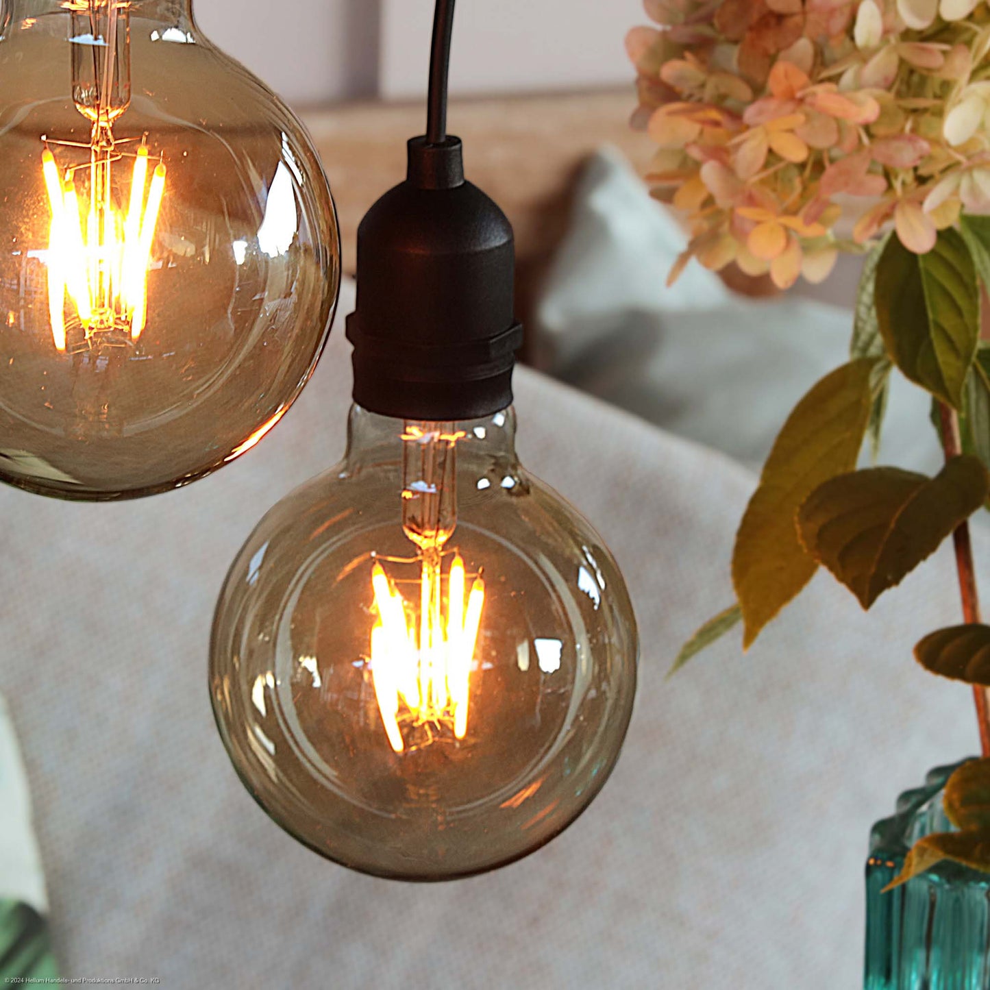 2er Set LED-Filament Vintage-Lampe,Ø9,5 * 13,7 cm,  goldfarben, mit Fernbedienung und Timer, batteriebetrieben_2er Set aus 150414