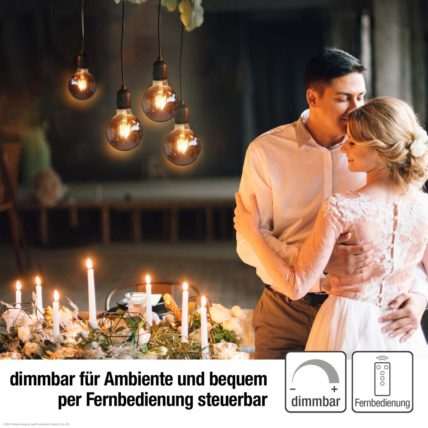 LED-Filament Vintage-Lampe,Ø9,5 * 13,7 cm,  "Smokey", mit Fernbedienung und Timer, batteriebetrieben