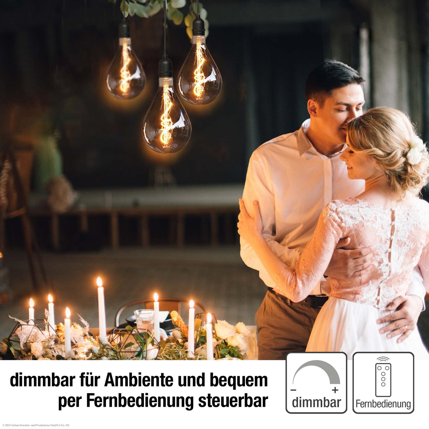 LED-Filament Vintage-Lampe,Ø10 * 20 cm,  "Smokey", mit Fernbedienung und Timer, batteriebetrieben
