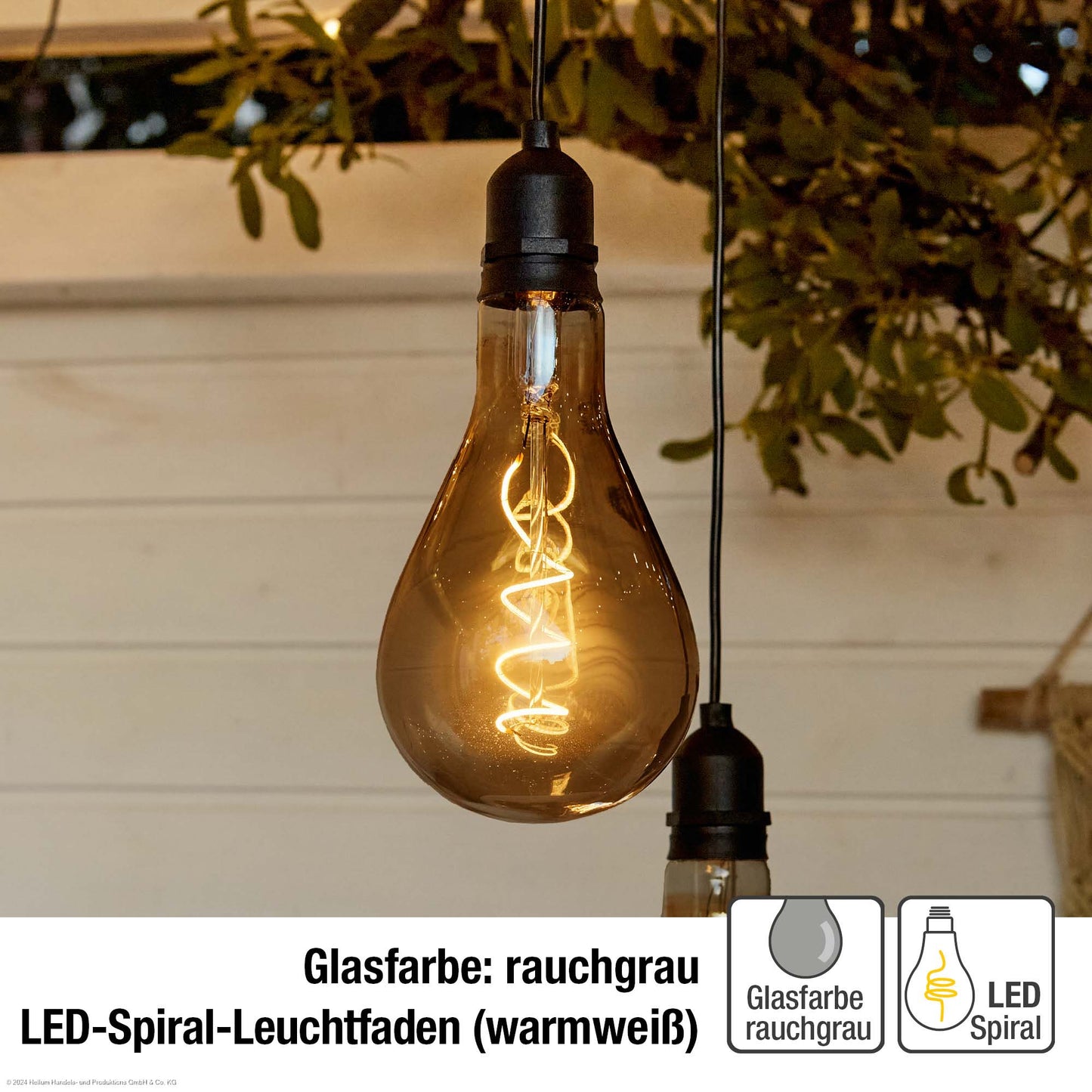 LED-Filament Vintage-Lampe,Ø13 * 27 cm,  "Smokey", mit Fernbedienung und Timer, batteriebetrieben