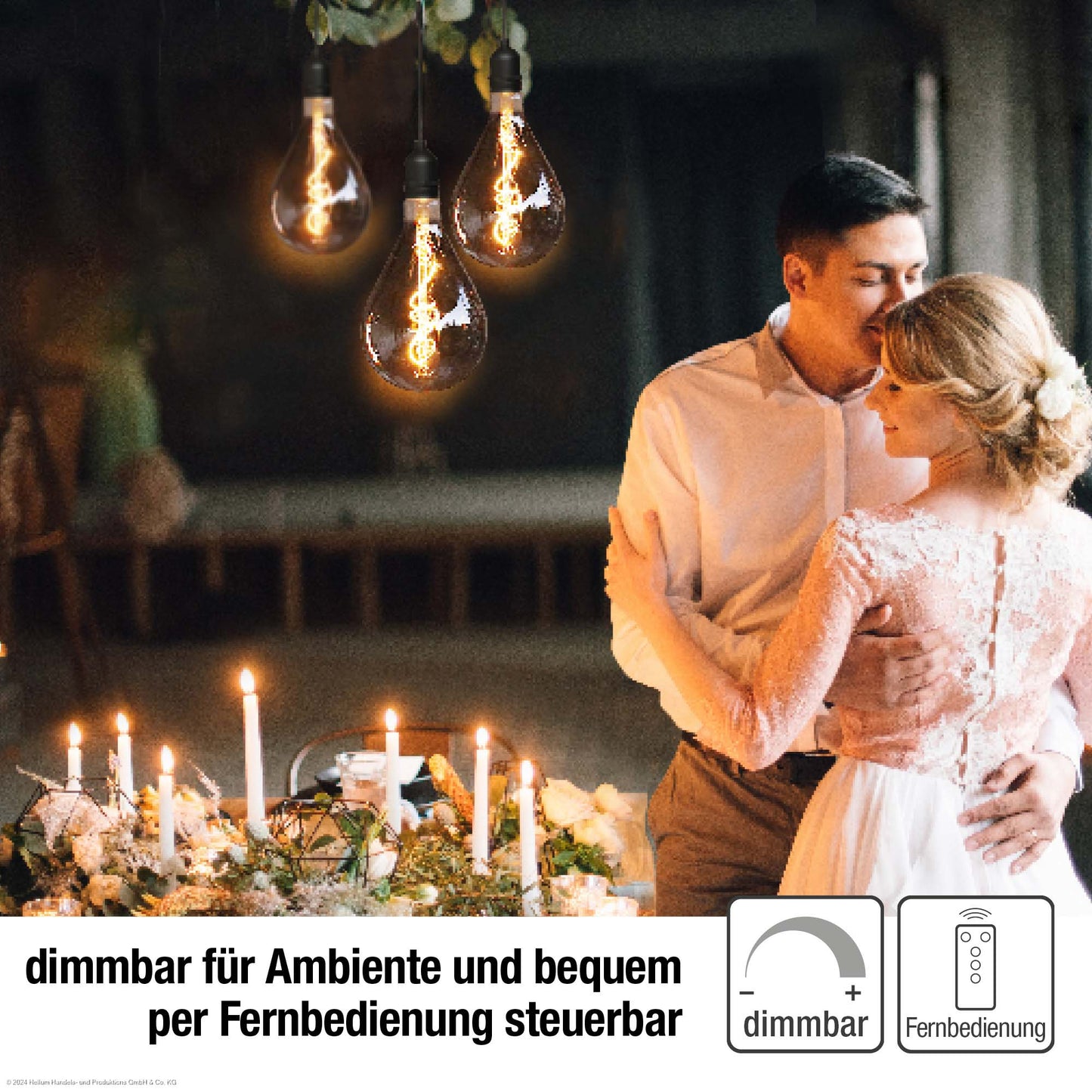 LED-Filament Vintage-Lampe,Ø13 * 27 cm,  "Smokey", mit Fernbedienung und Timer, batteriebetrieben