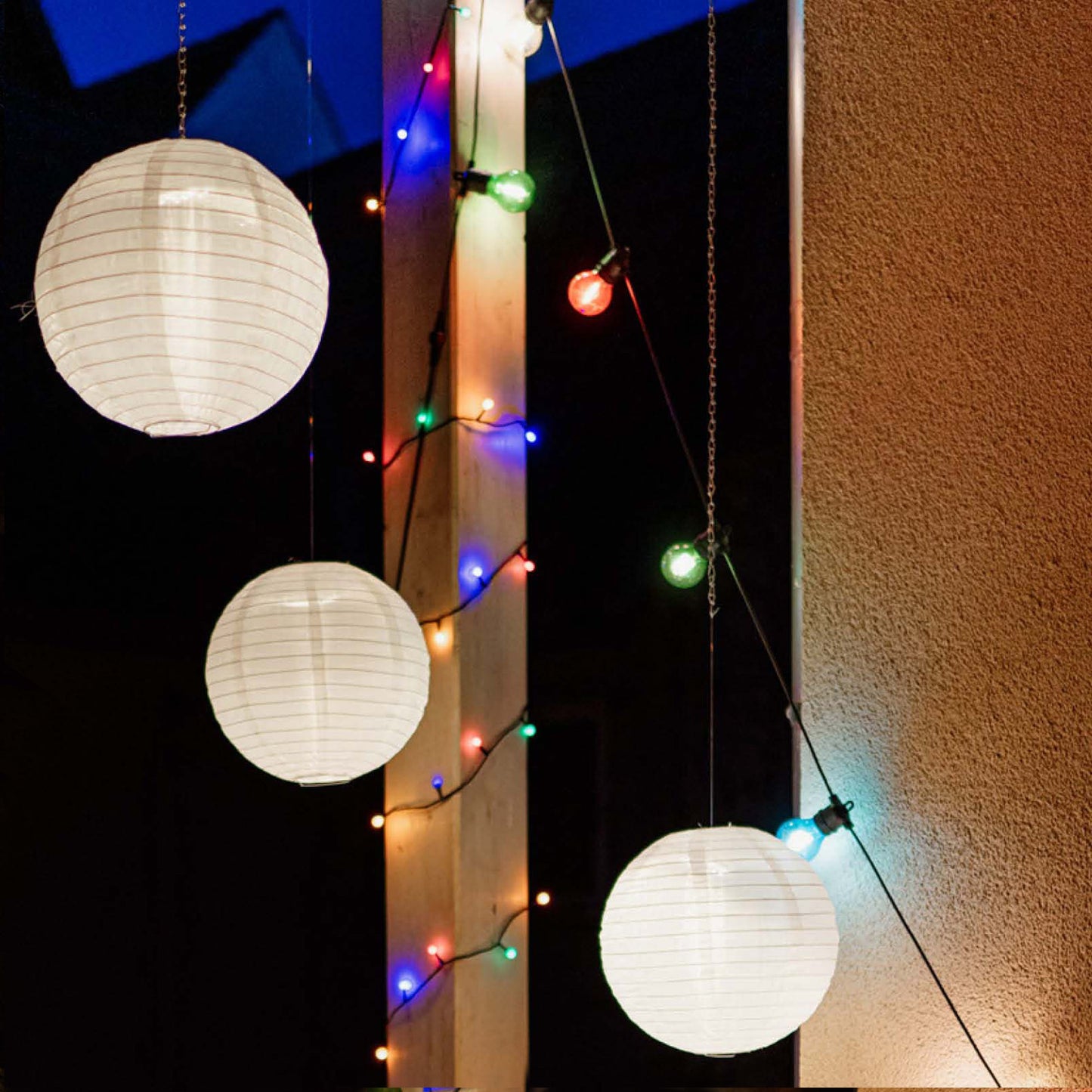 LED Lampions außen 3er Set warmweiß mit Fernbedienung 1x Ø25cm 2x Ø20cm 150957