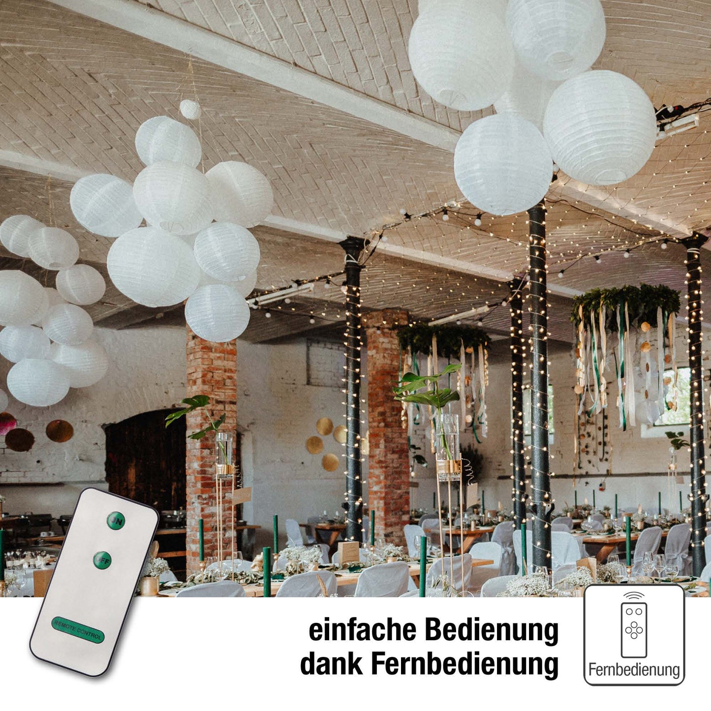 LED Lampions außen wetterfest, 5x LED für Lampions mit Fernbedienung, warmweiß 150971