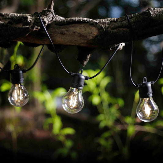 Hellum LED Party Lichterkette außen dimmbar 4,5 m 10 Lampen warmweiß – Erweiterungsset 150995