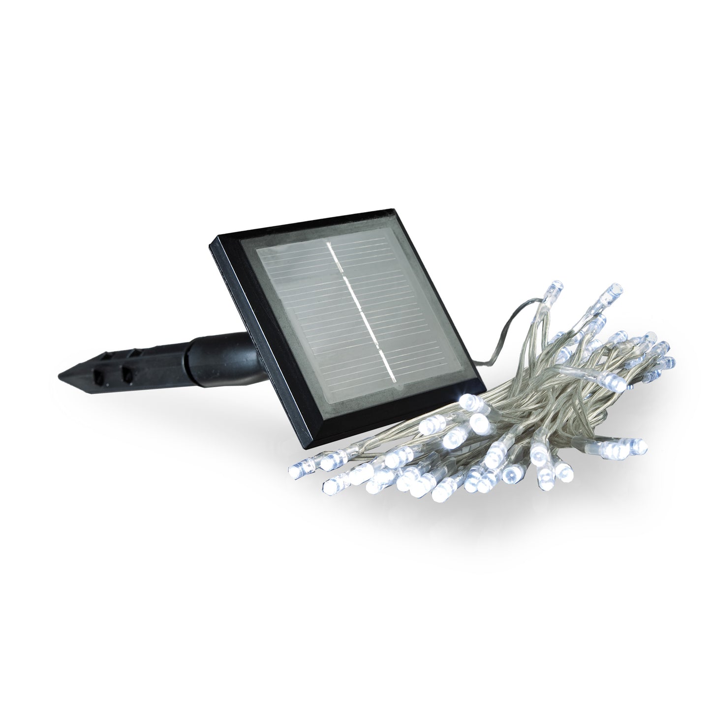 Hellum Solarlichterkette, 50 LEDs, kaltweiß, Blinkeffekt, Timer, für außen 151206