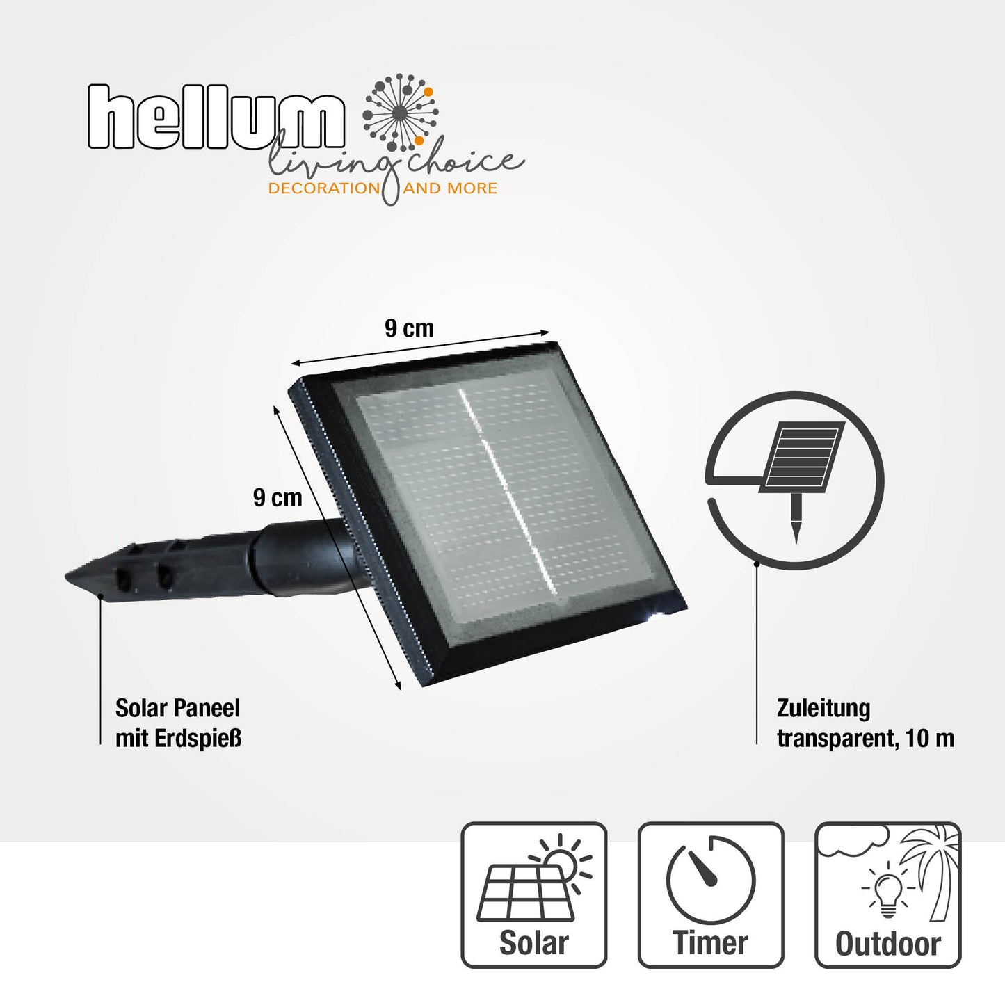 Hellum Solarlichterkette, 50 LEDs, kaltweiß, Blinkeffekt, Timer, für außen 151206