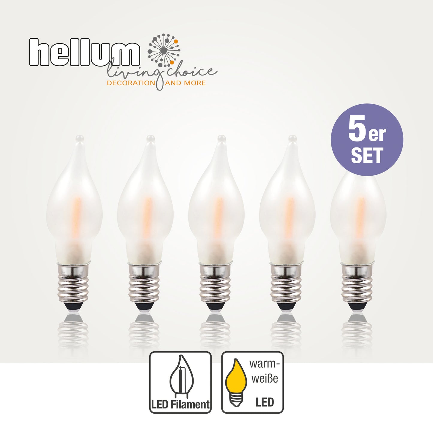 Ersatzkerzen Lichterkette LED-Filament 10-55V 0,5W für Lichterketten & Schwibbogen, 5 Stk Riffelkerzen E10, für 4-24 Brennstellen innen 151305