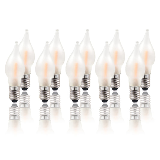 Ersatzkerzen Lichterkette LED-Filament 10-55V 0,5W für Lichterketten & Schwibbogen, 10 Stk Riffelkerzen E10 für 4-24 Brennstellen innen 151312
