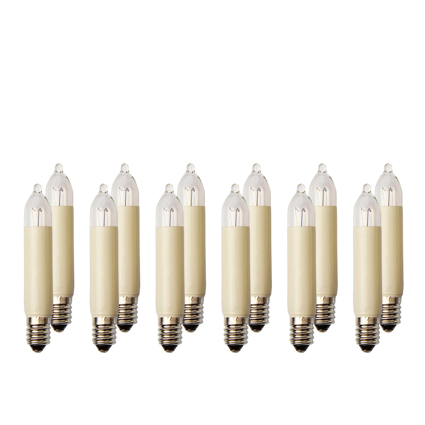 Ersatzkerzen Lichterkette 16V 3W für Lichterketten & Schwibbogen, 12 Stk Kleinschaftkerzen E10 für 15/16 Brennstellen innen & außen 151329