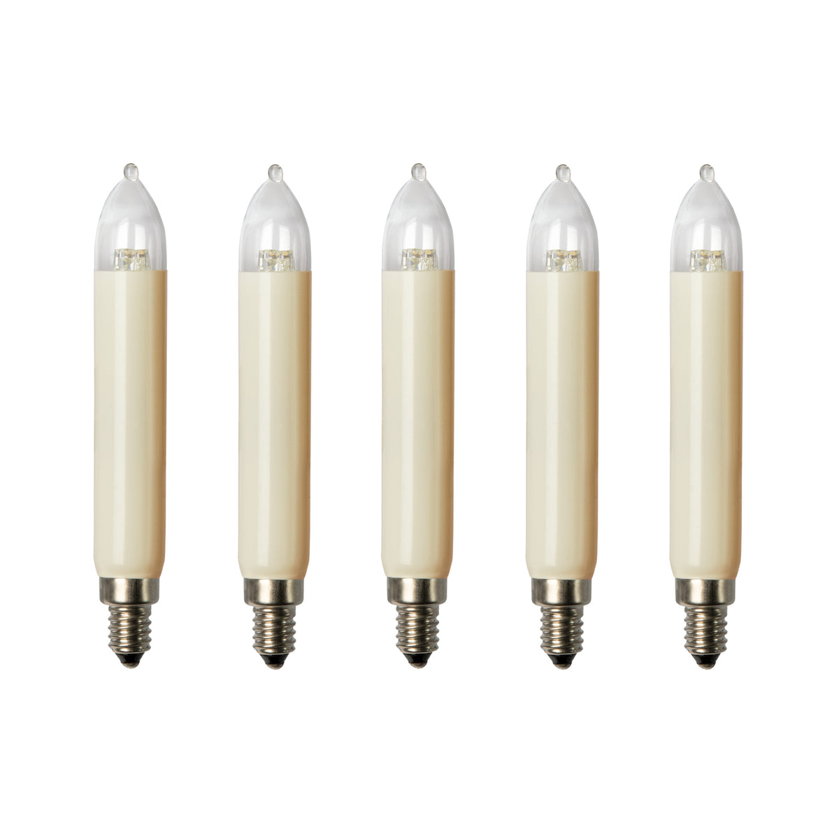 Ersatzkerzen Lichterkette LED 8-34V 0,5W für Lichterketten & Schwibbogen, 5  Stk Schaftkerzen E10 für 7-30 Brennstellen innen & außen 151343