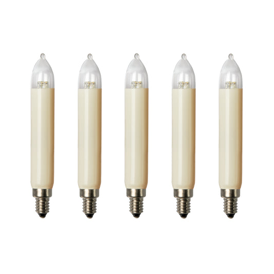 Ersatzkerzen Lichterkette LED 8-34V 0,5W für Lichterketten & Schwibbogen, 5  Stk Schaftkerzen E10 für 7-30 Brennstellen innen & außen 151343