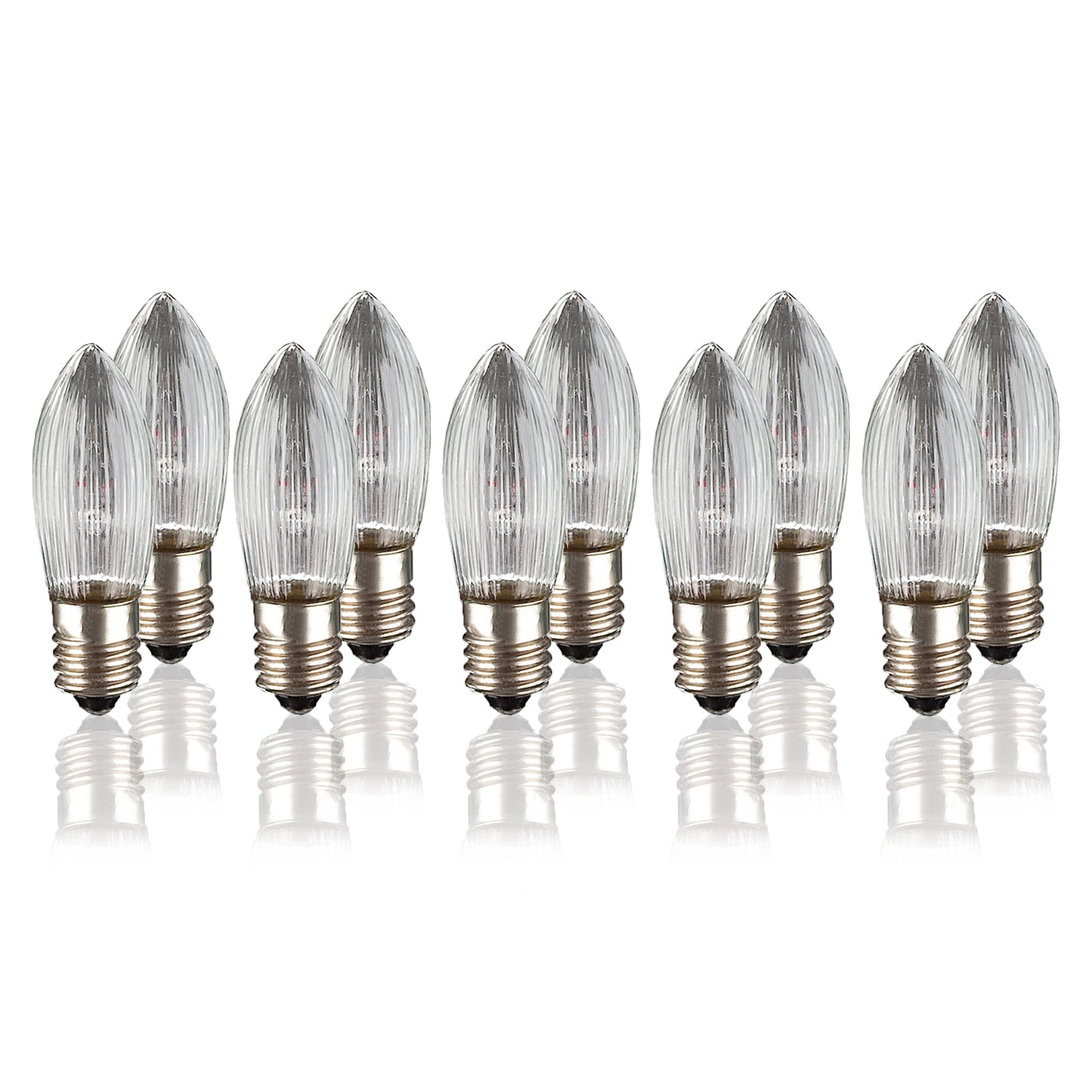 Ersatzkerzen Lichterkette LED 8-55V 0,5W für Lichterketten & Schwibbogen, 10 Stk Riffelkerzen E10 für innen 151350
