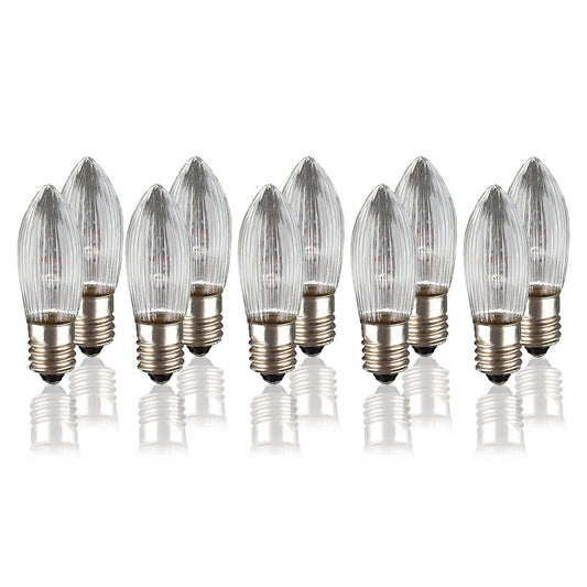 Ersatzkerzen Lichterkette LED 8-55V 0,5W für Lichterketten & Schwibbogen, 10 Stk Riffelkerzen E10 für innen 151350