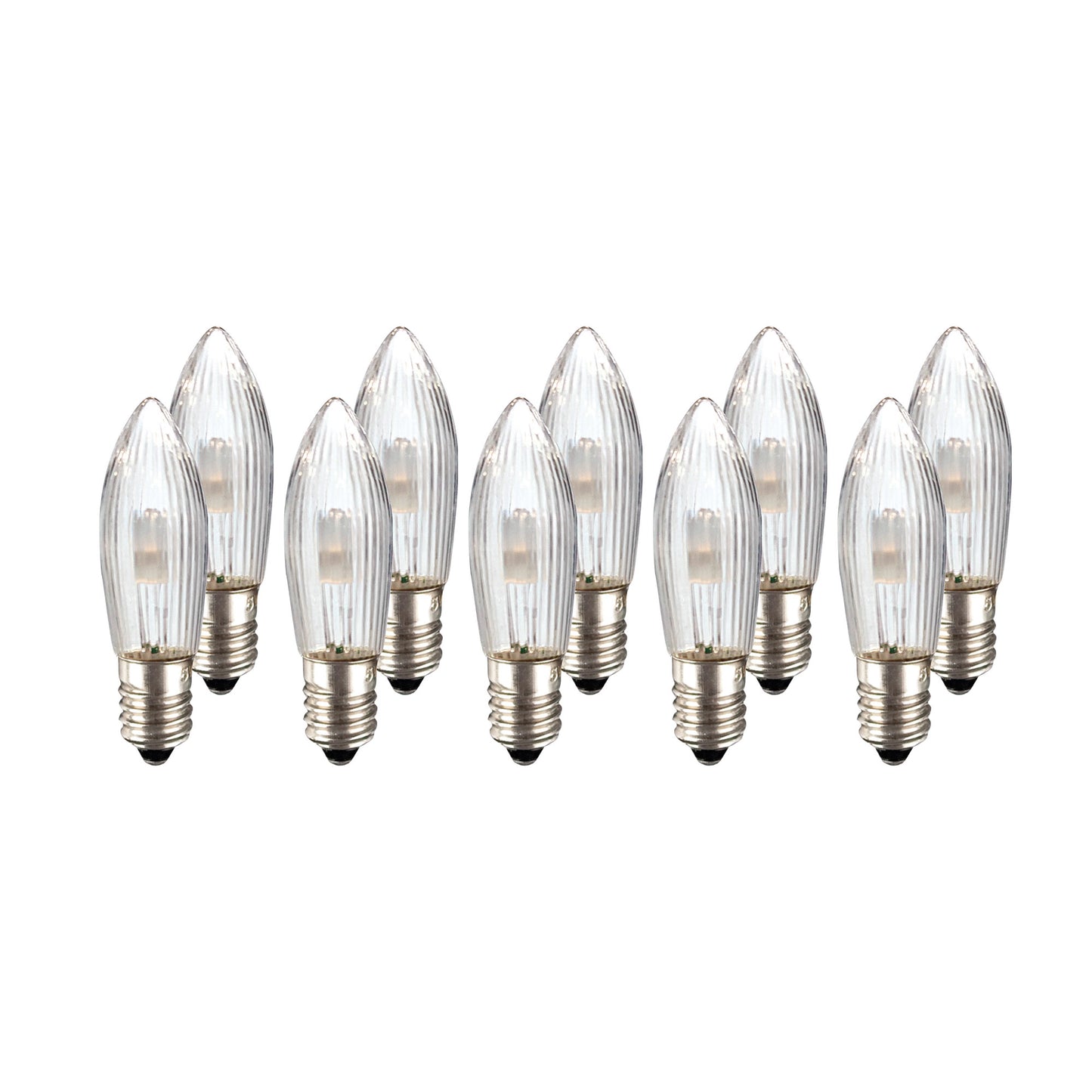 Ersatzkerzen Lichterkette LED 8-55V 0,5W für Lichterketten & Schwibbogen, 10 Stk Riffelkerzen E10 für innen 151350