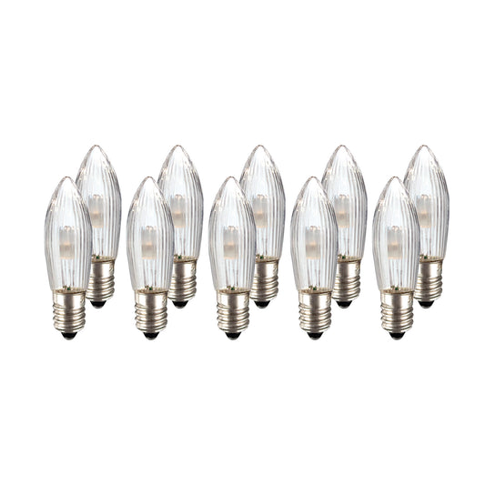 Ersatzkerzen Lichterkette LED 8-55V 0,5W für Lichterketten & Schwibbogen, 10 Stk Riffelkerzen E10 für innen 151350