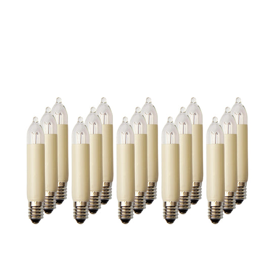 Ersatzkerzen Lichterkette 12V 3W für Lichterketten & Schwibbogen, 15 Stk Kleinschaftkerzen E10 für 20 Brennstellen innen & außen 151381